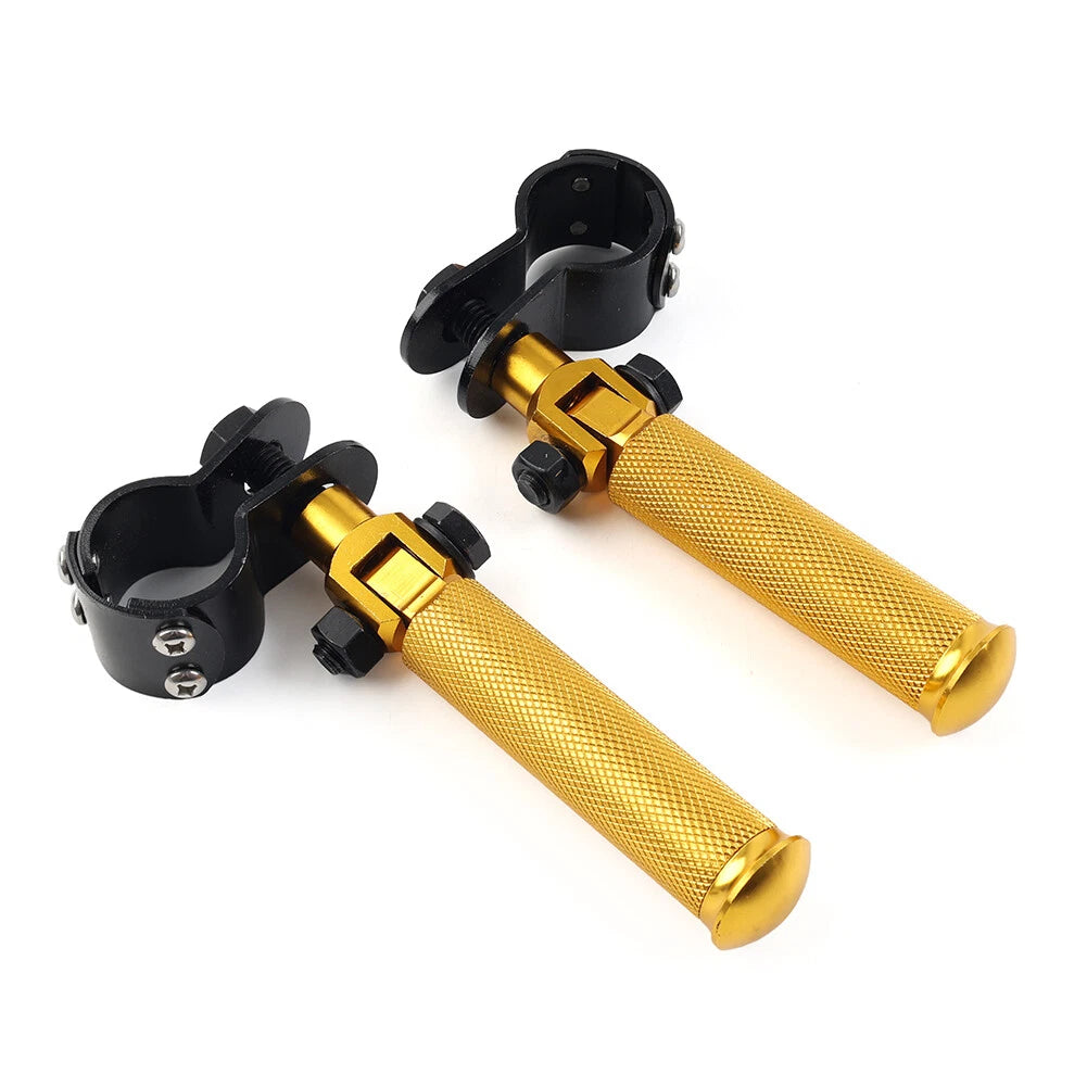 CNC Foot Pegs for Universal Motorcycle (30-33mm) - Folding Gold