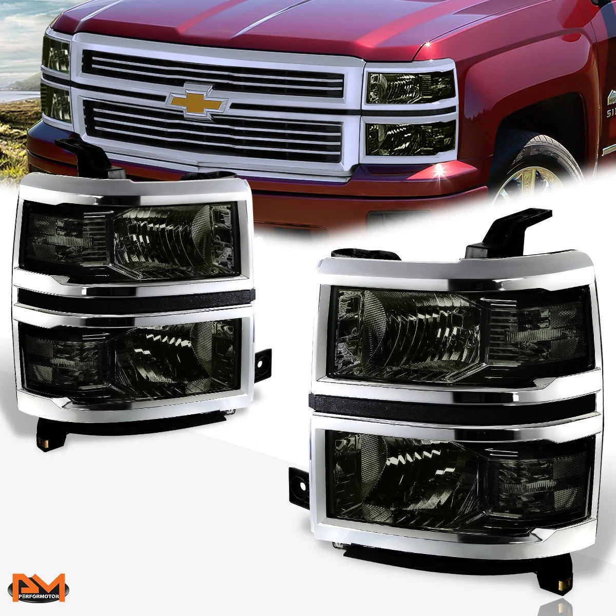 Smoked Lens Clear Corner Headlight for Chevy Silverado (2014–2015)