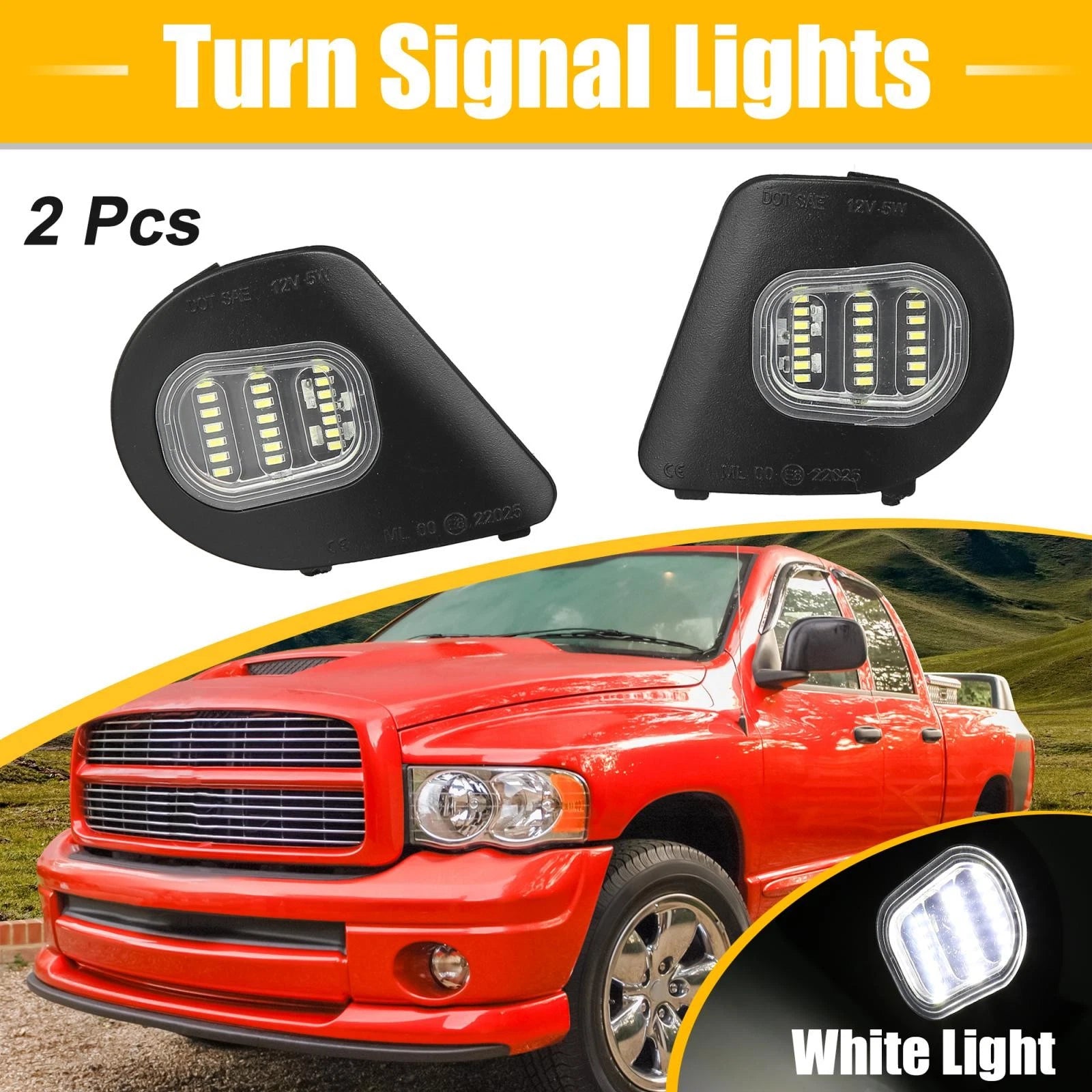 2X Turn Signal Light for Dodge 1500 2500 3500 4500 5500 (68087238AA, 68302824AA)