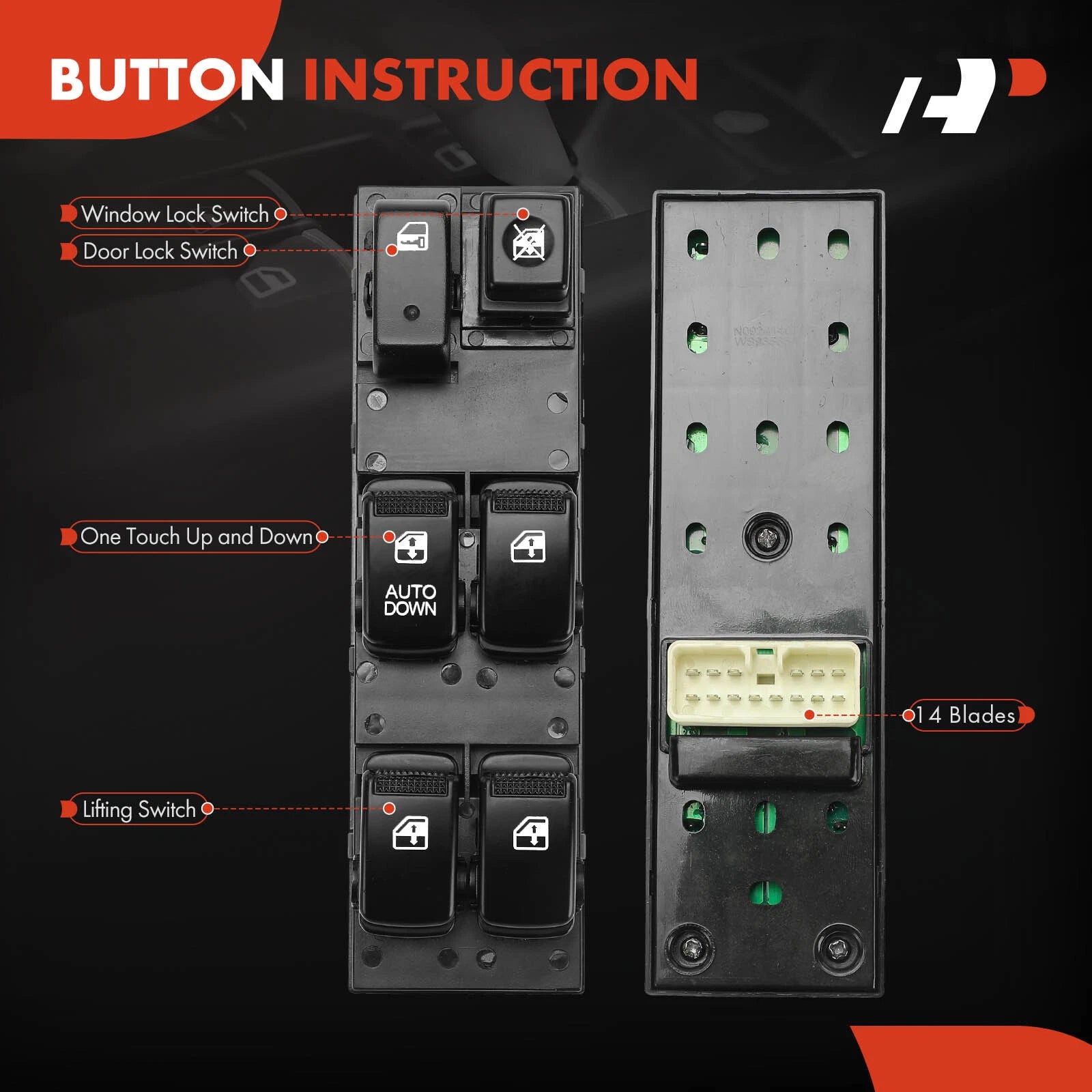 Front Left Power Window Switch for Kia Sportage (2005-2010)