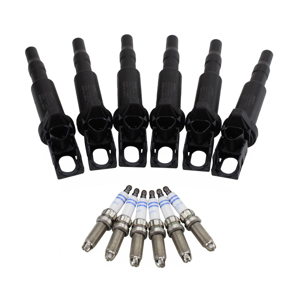 Set of 6 Spark Plugs + Ignition Coils for BMW e60 535i e90 335i f02 740Li e89 z4