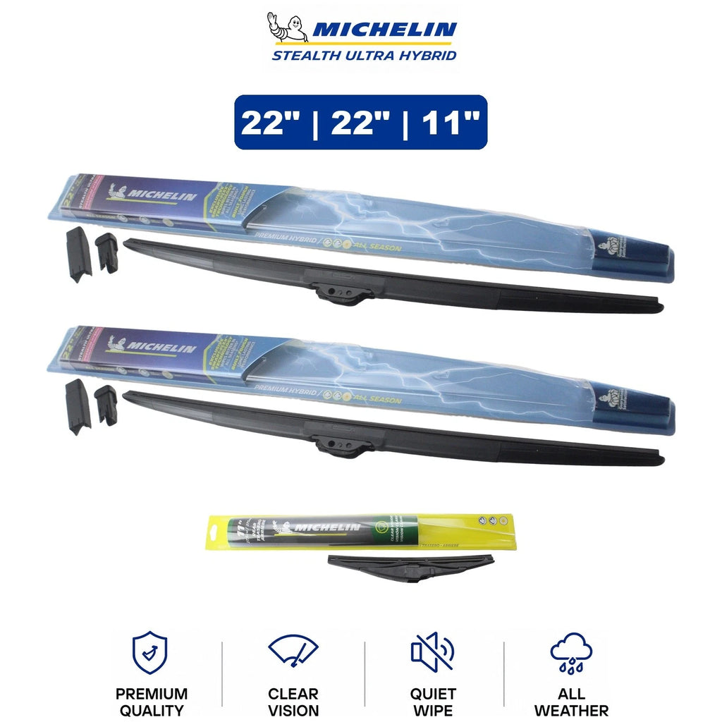 Set of 3 Michelin Stealth Ultra Hybrid Wiper Blades for Ford (2018–2024)