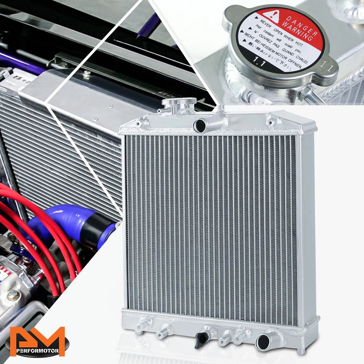 3-Row Aluminum Racing Radiator for Honda Civic/Del Sol, Acura Integra (1992–2001)