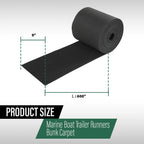 Ribbed Bunk Carpet for Marine Boat Trailer (9" x 50') - Black