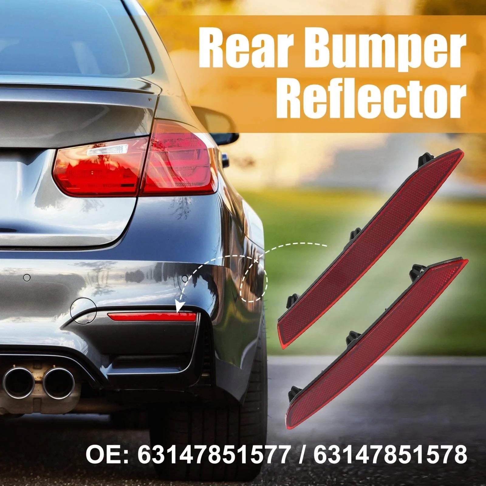 Pair Rear Bumper Reflector Strip Cover Left Right Side for BMW