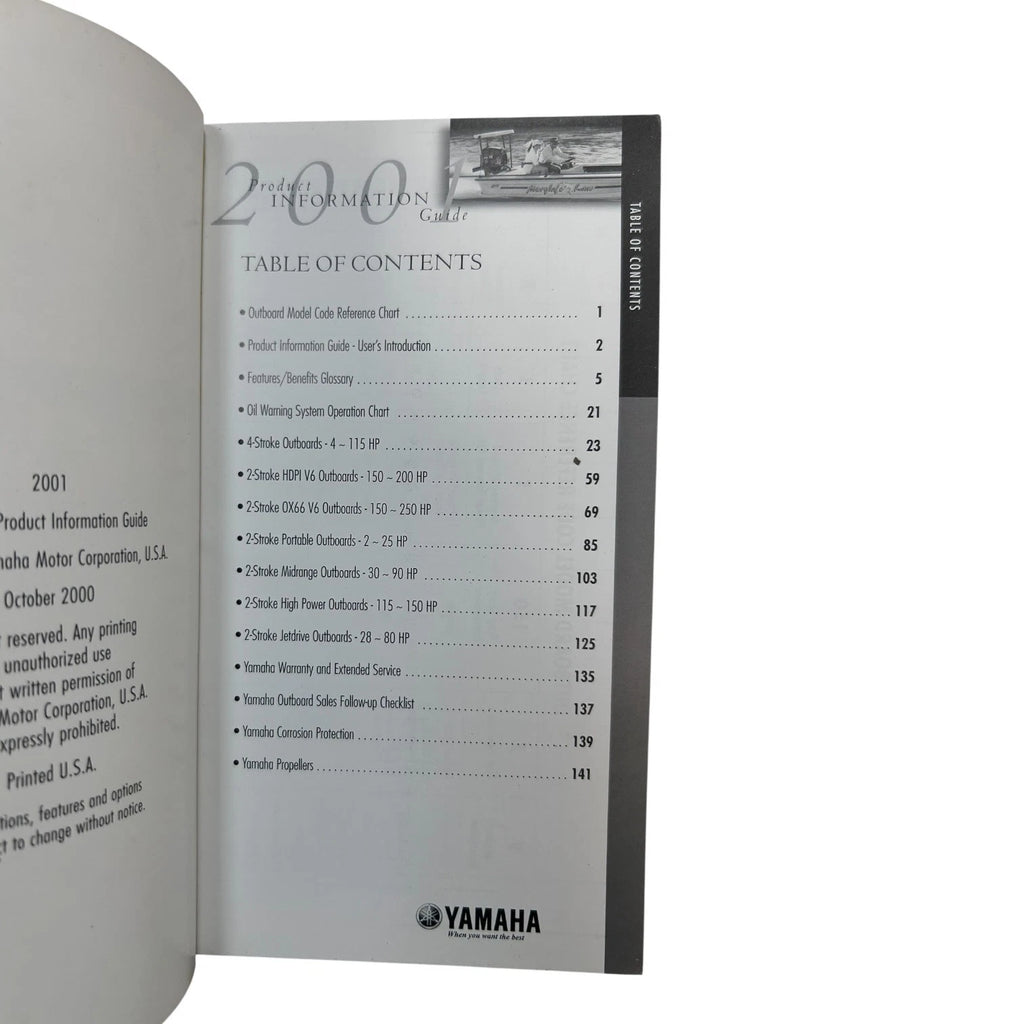 Marine Product Information Guide for Yamaha (2001) LIT-18468-00-01