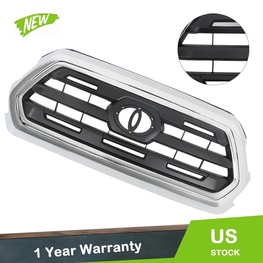 Front Upper Grille for Toyota Tacoma (2016–2021) Silver Plastic