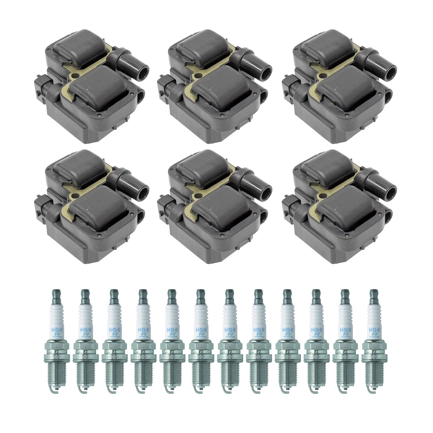 2X Ignition Coil & NGK Spark Plug Kit for Mercedes C240 ML320 CLK320 (1998–2005)