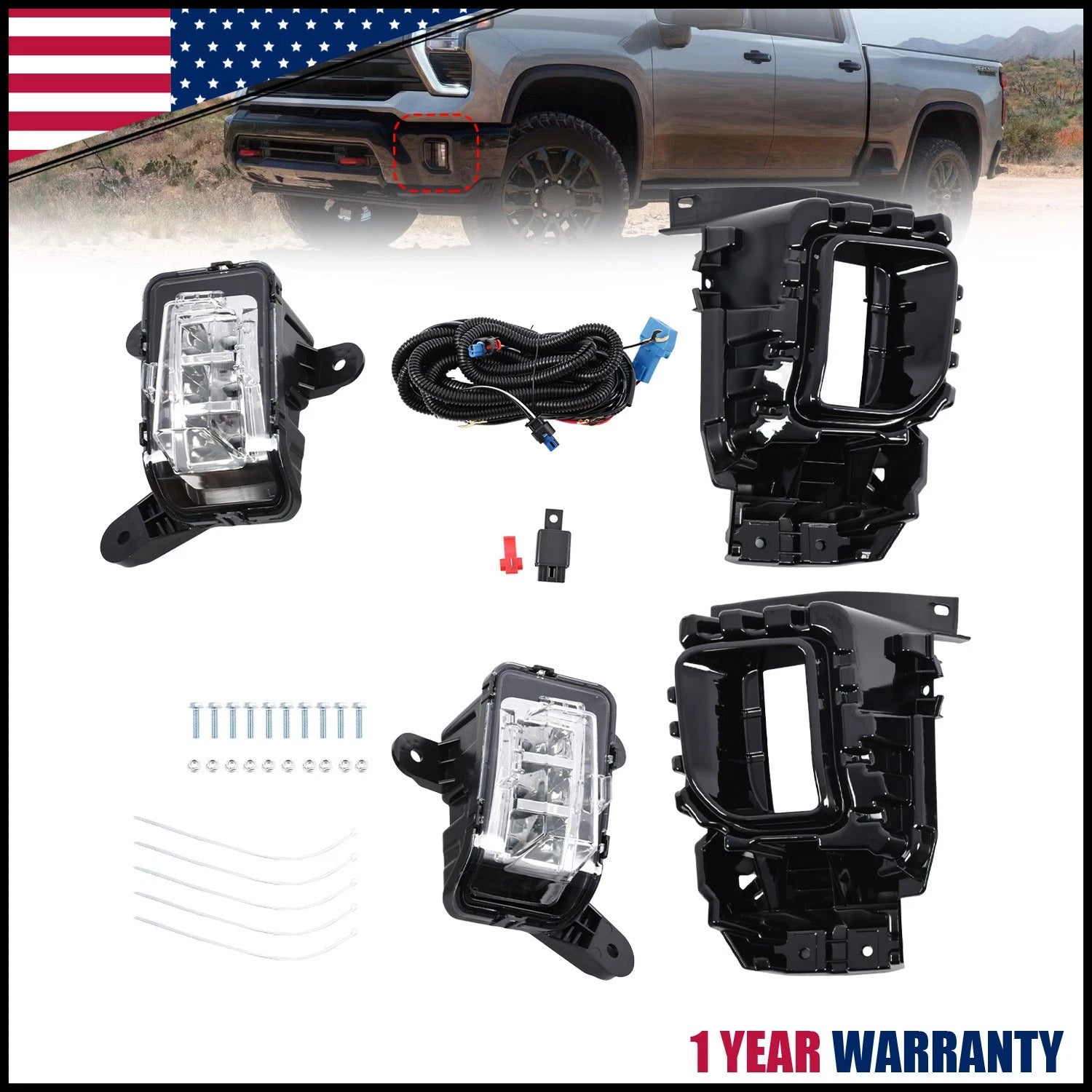LED Fog Lights for Chevy Silverado 2500HD 3500HD (2024–2025)