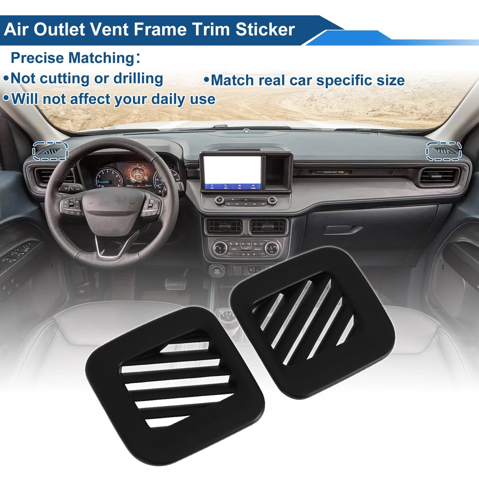 Air Condition Outlet Vent Trim Cover Frame for Ford Maverick (2022–2025) Matte Black