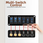 6 Gang Rocker Switch Panel with LED Indicators for Boat Trucks (12V 24V)