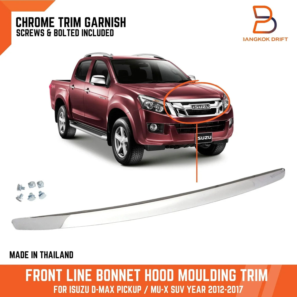 Chrome Front Bonnet Moulding Trim for Isuzu D-Max, MU-X (2012-2016)