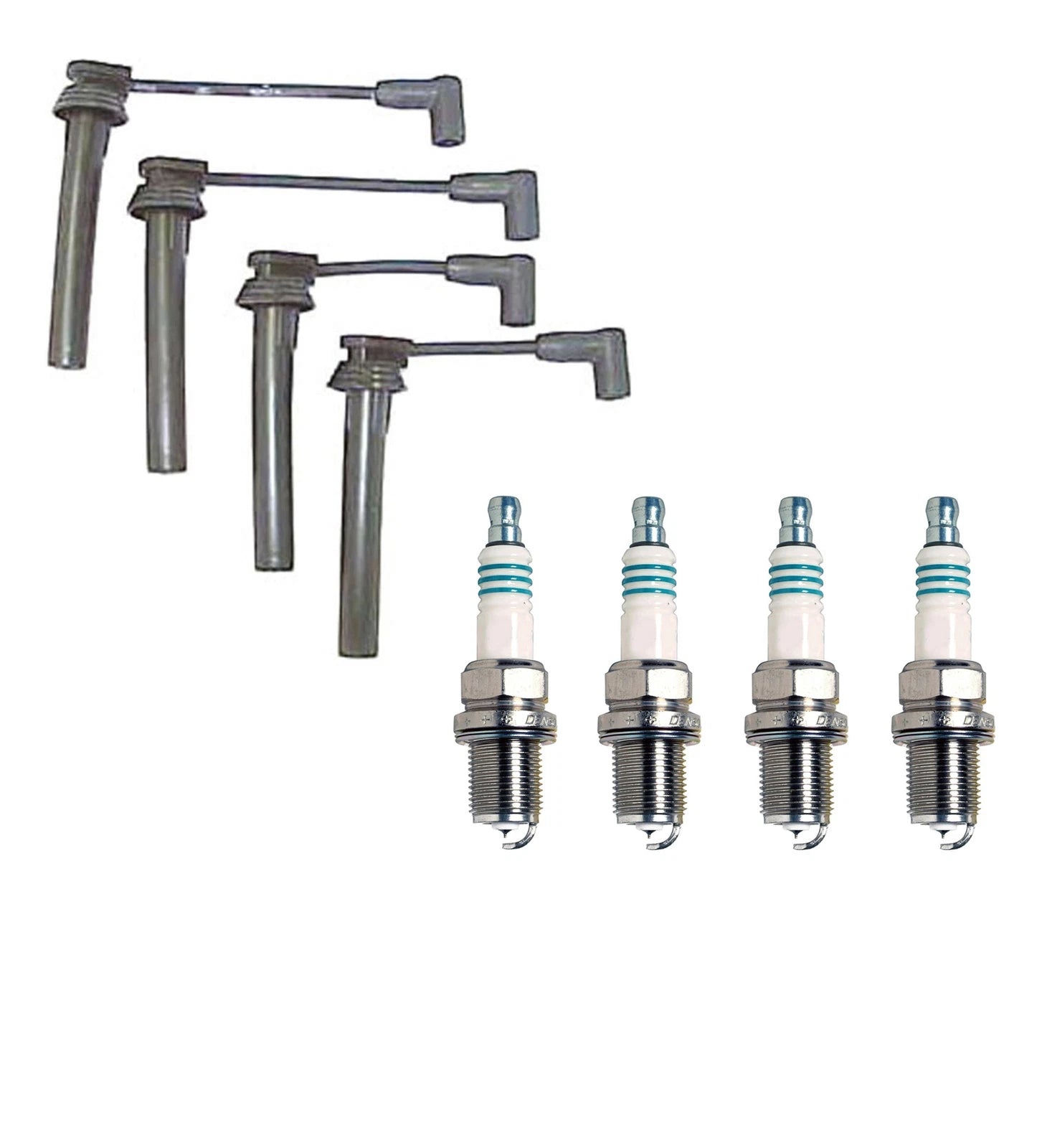 Denso 7mm Wire Set & 4 Iridium Power Spark Plugs for Dodge Plymouth L4
