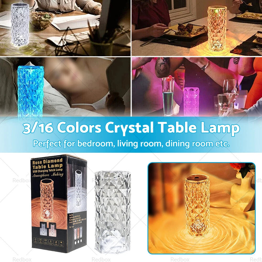 Crystal Table Lamp for USB 3/16 Color LED