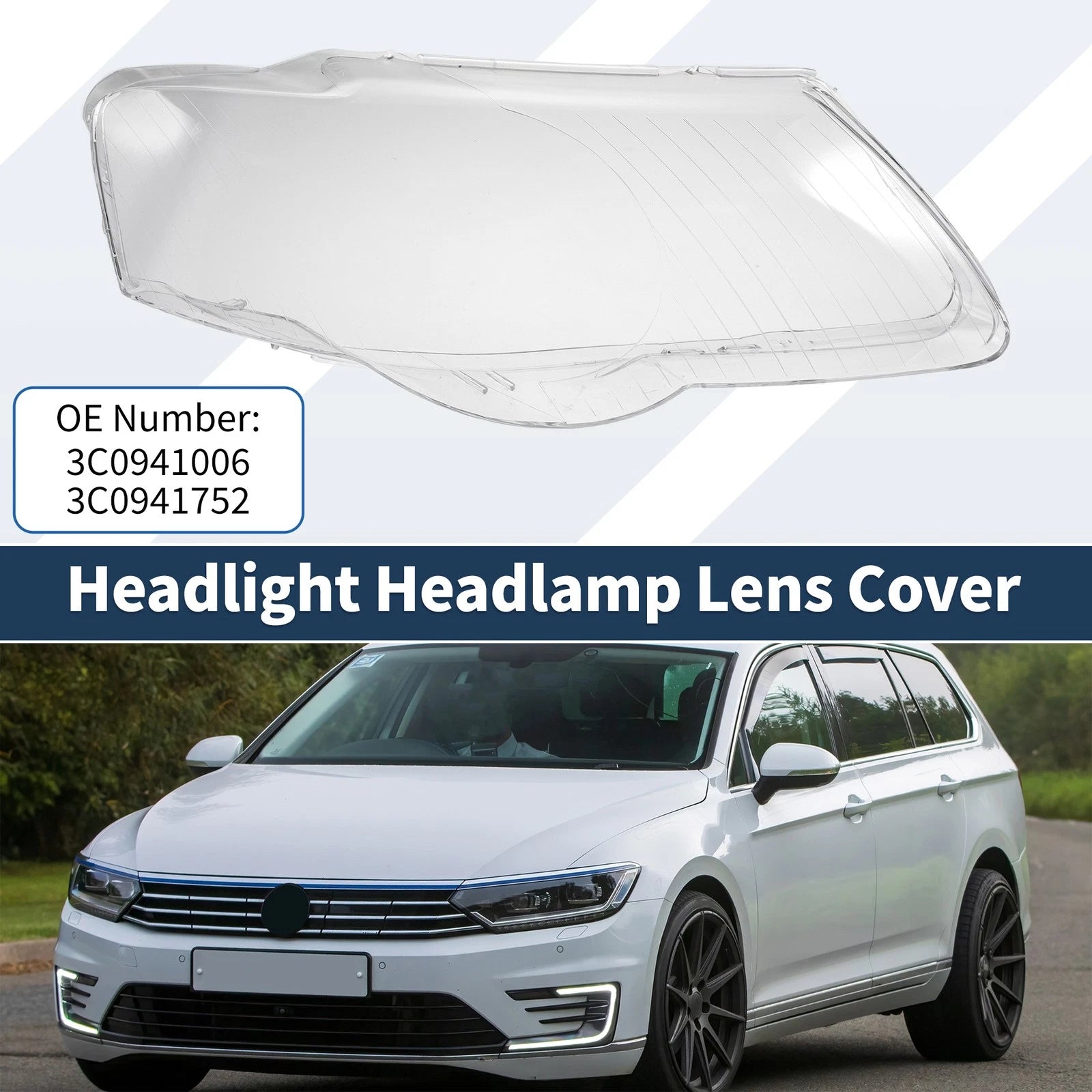 1 Pc Headlight Lens Cover for Volkswagen Passat (2006–2010) No. 3C0941006