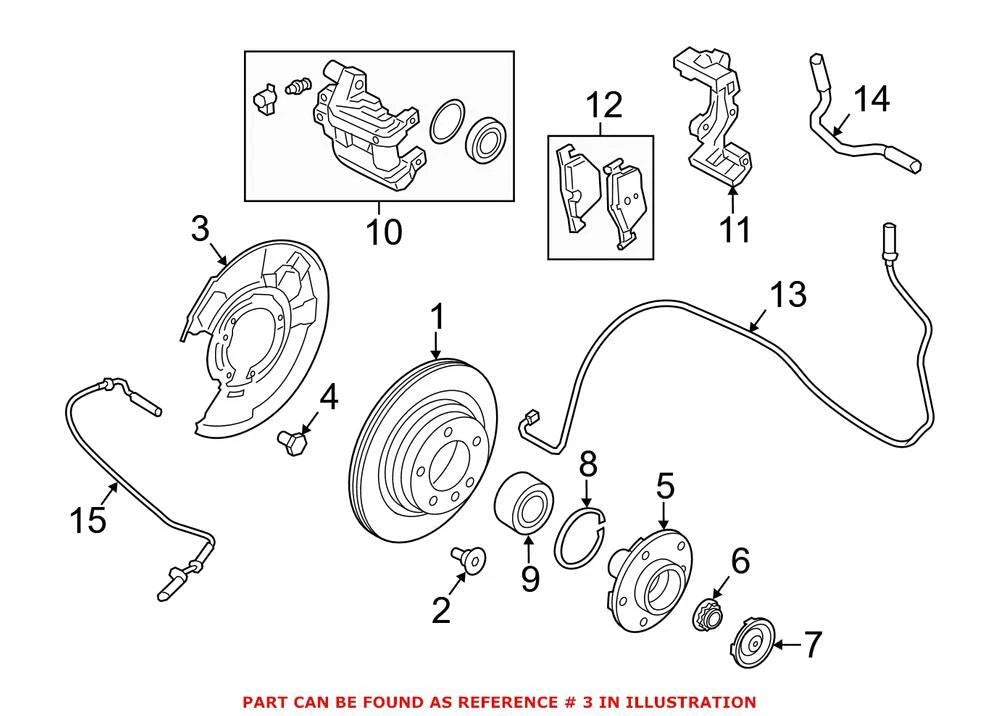 Genuine OEM Rear Driver Left Brake Backing Plate for BMW 34216792239