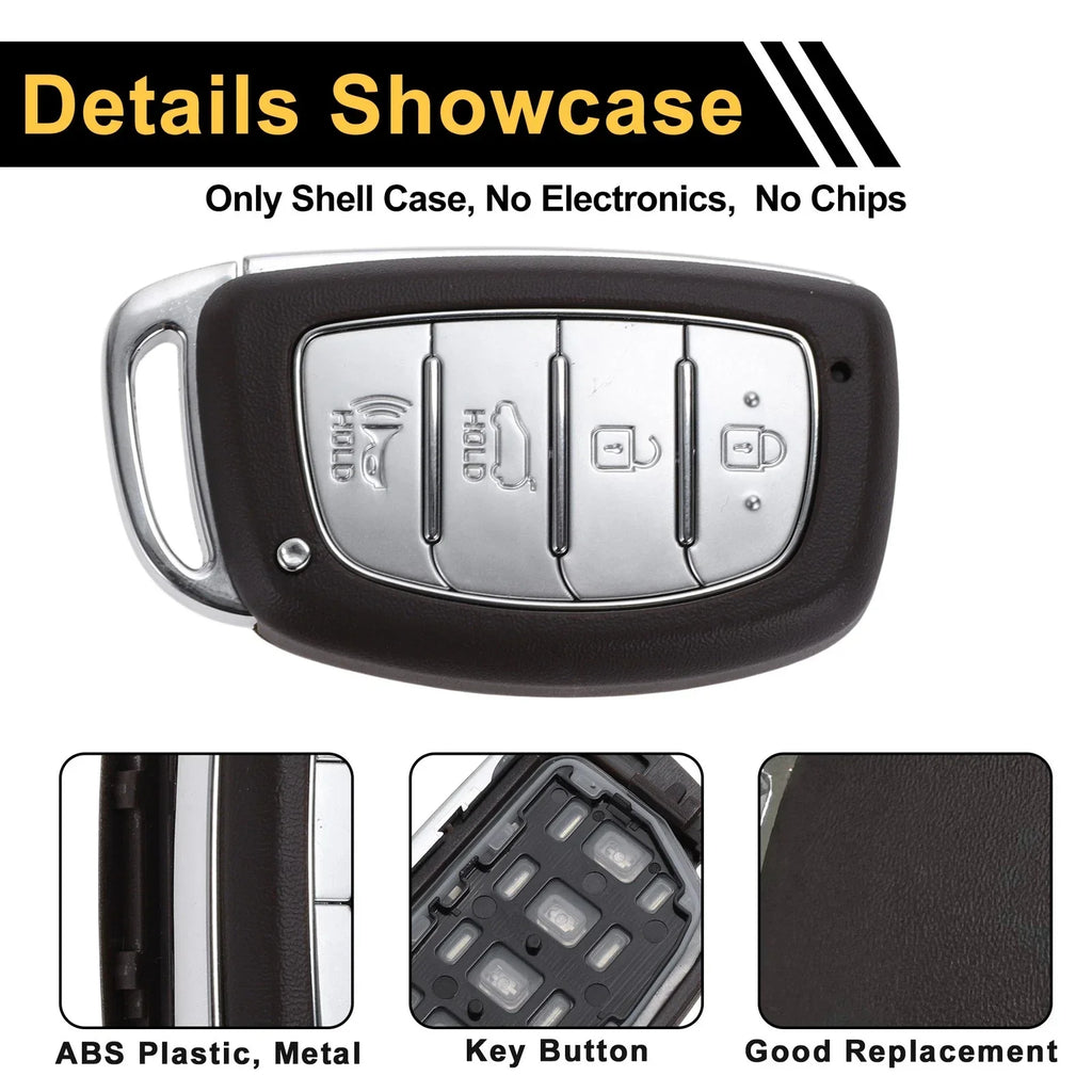 4 Button Key Fob Shell Case for Hyundai Tucson (2015-2021) Brown Silver Tone