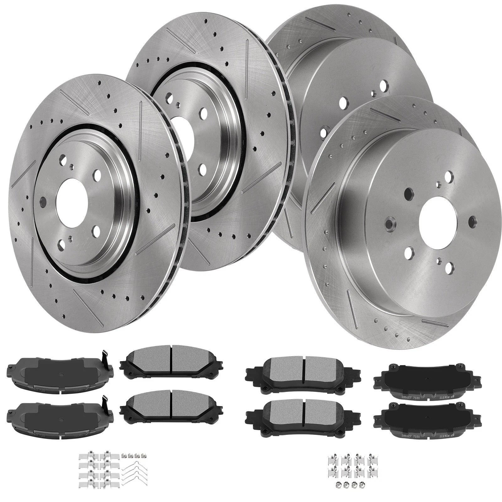 Set of 4 Drilled Rotors & Ceramic Brake Pads for Lexus RX350 RX450h (2010–2015)