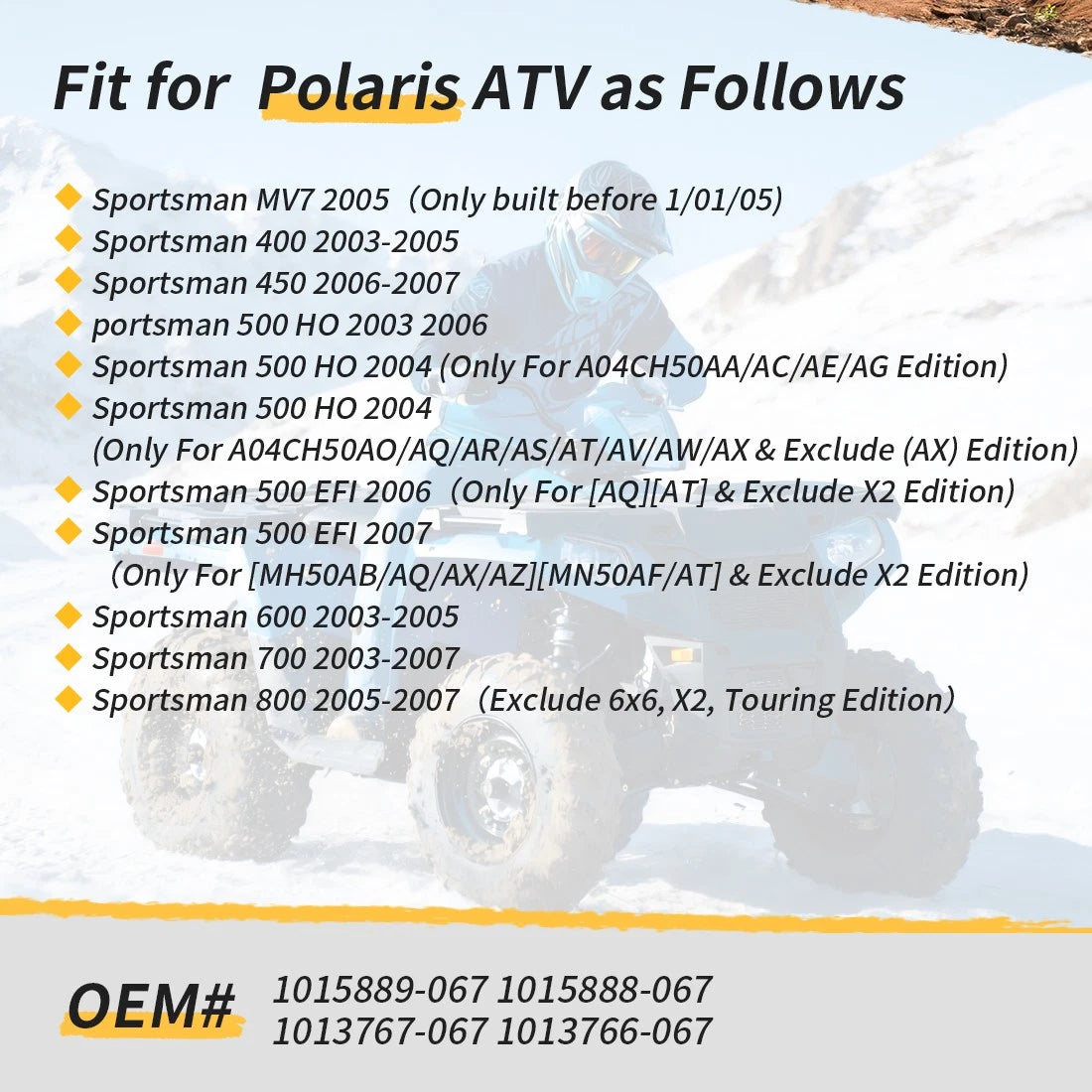 Rear Upper and Lower A-Arm Kit for Polaris Sportsman MV7 400 450 500 600 700 800 (2002–2014)