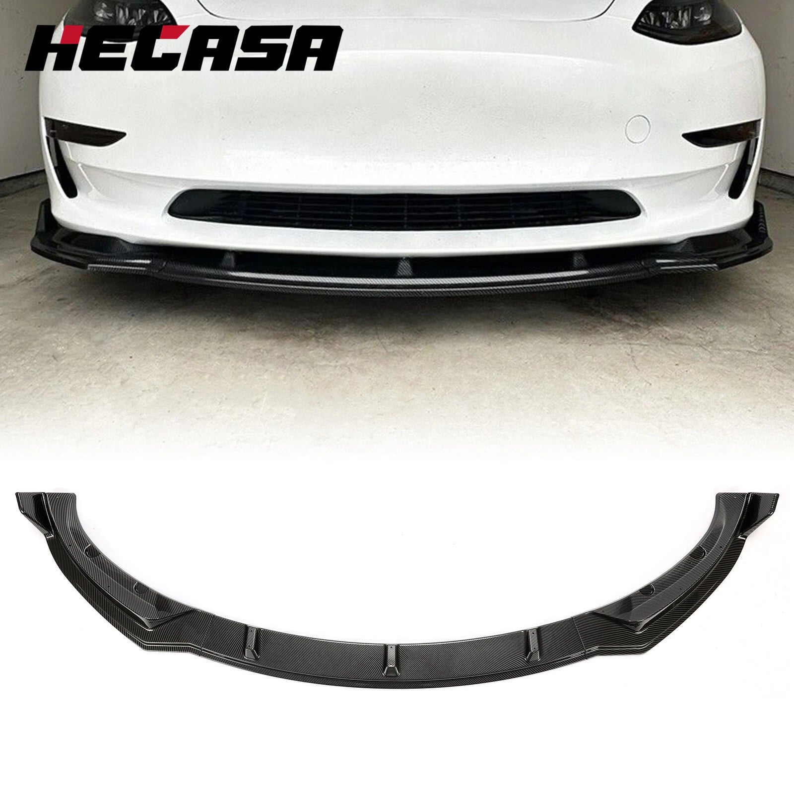Front Bumper Lip Kit for Tesla Model 3 (2017–2023) Carbon Fiber Style