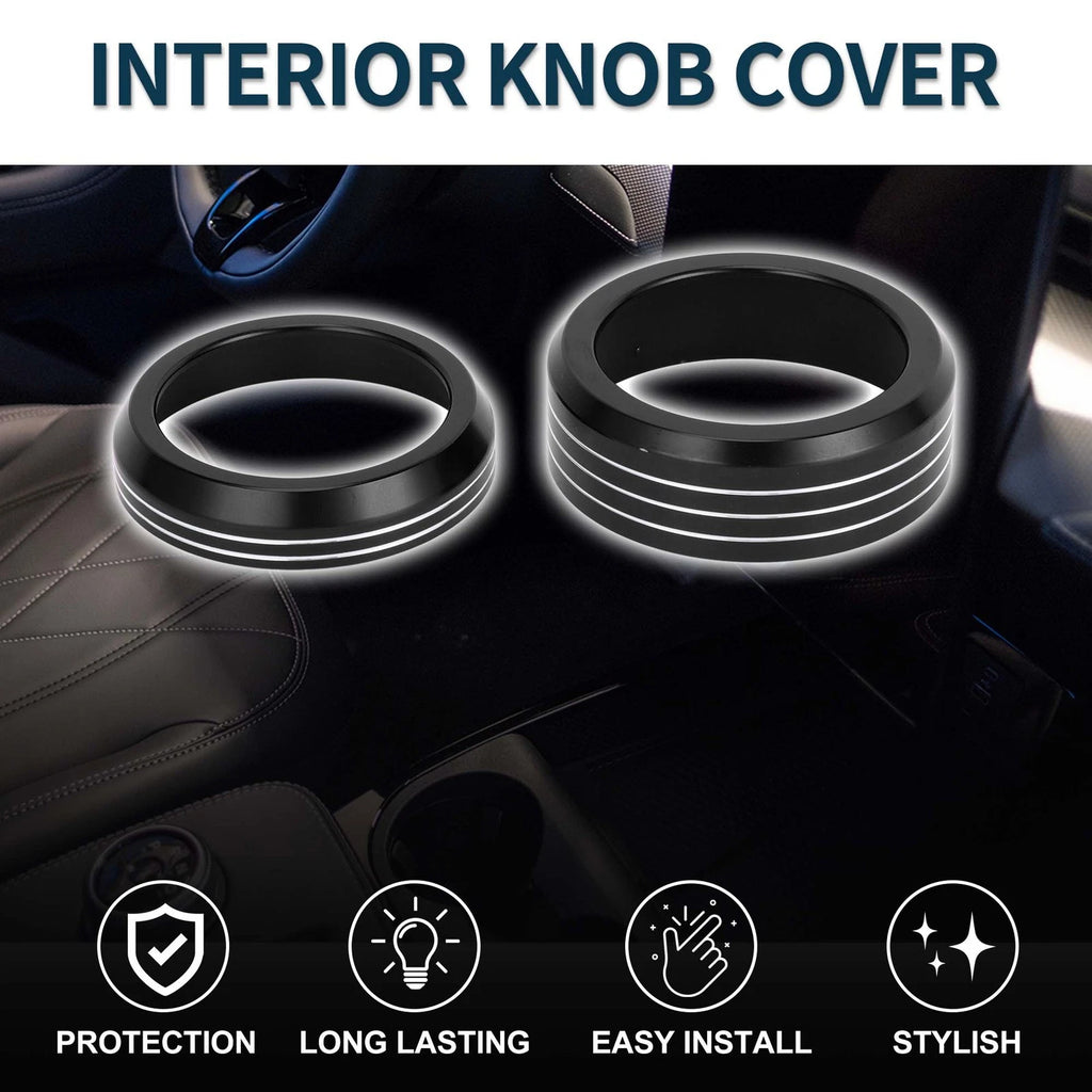2X Media Volume Gear Shift Switch Knob Cover Ring for Ford Mach-E (2021–2024)