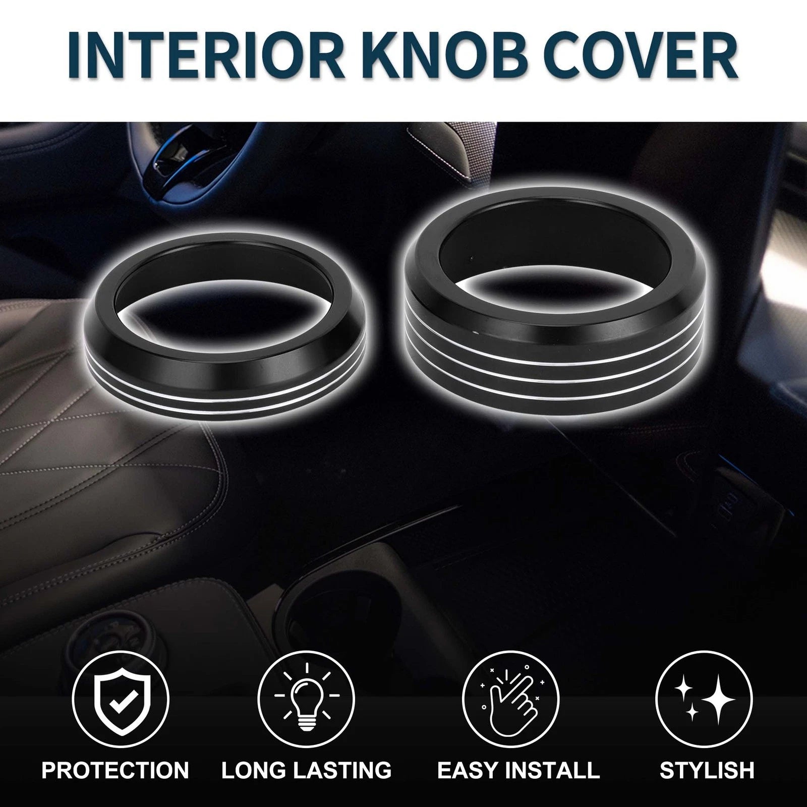 2X Media Volume Gear Shift Switch Knob Cover Ring for Ford Mach-E (2021–2024)