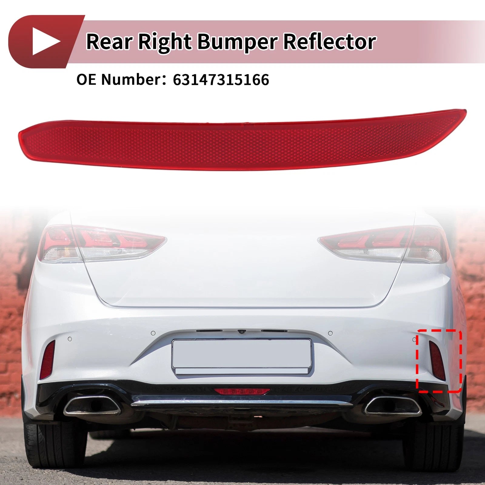 Rear Right Bumper Reflector No. 63147315166 for BMW 3 Series GT (2013–2016)