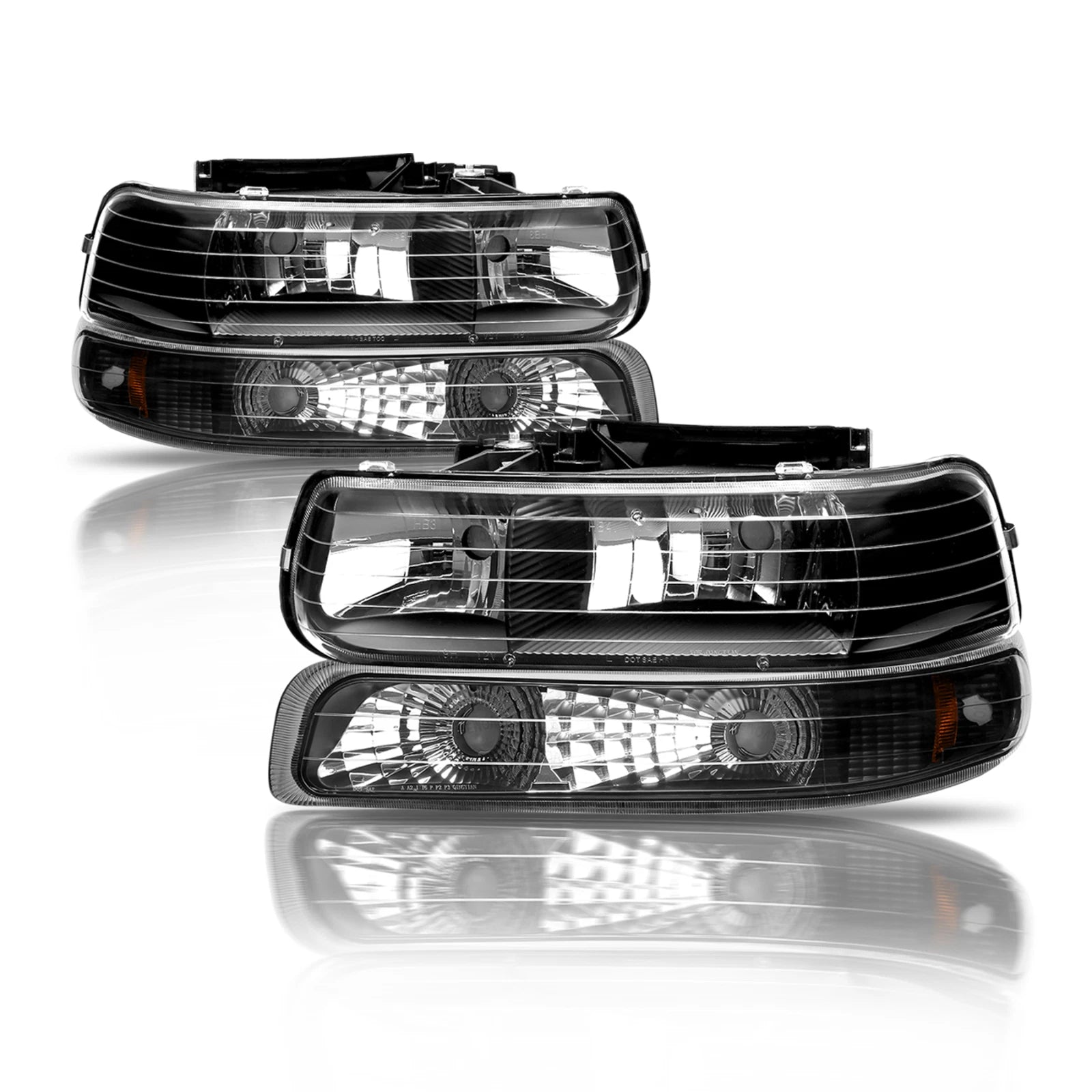 2X Headlight Bumper Lamps Black/Amber for Chevy Silverado Tahoe Suburban (2000–2006)
