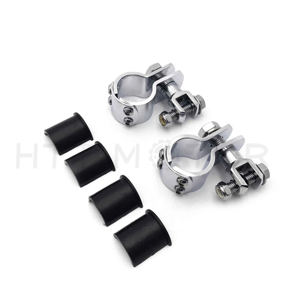 Chrome Foot Peg Mounts for Harley (1" - 1 1/4" Engine Guard)