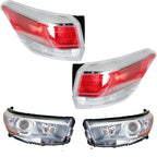 Set of 2 Tail Lights and Headlights for Toyota Highlander (2014–2016)