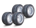 Set of 4 Wanda Golf Cart Tire Assembly 205/50-10 w/4x4" PCD ET-15.5 Silver Wheel