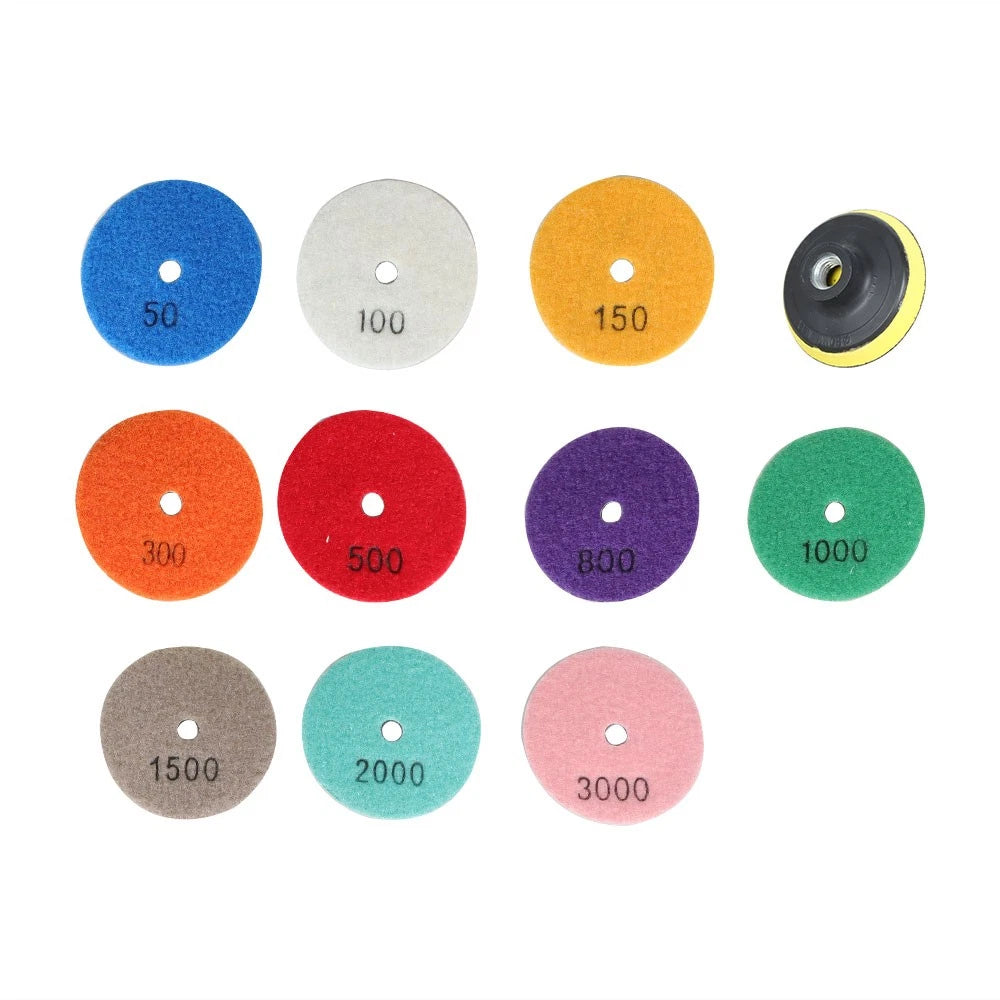 10 Piece Set Polishing Pads for Granite Stone Concrete Marble (3 inch)