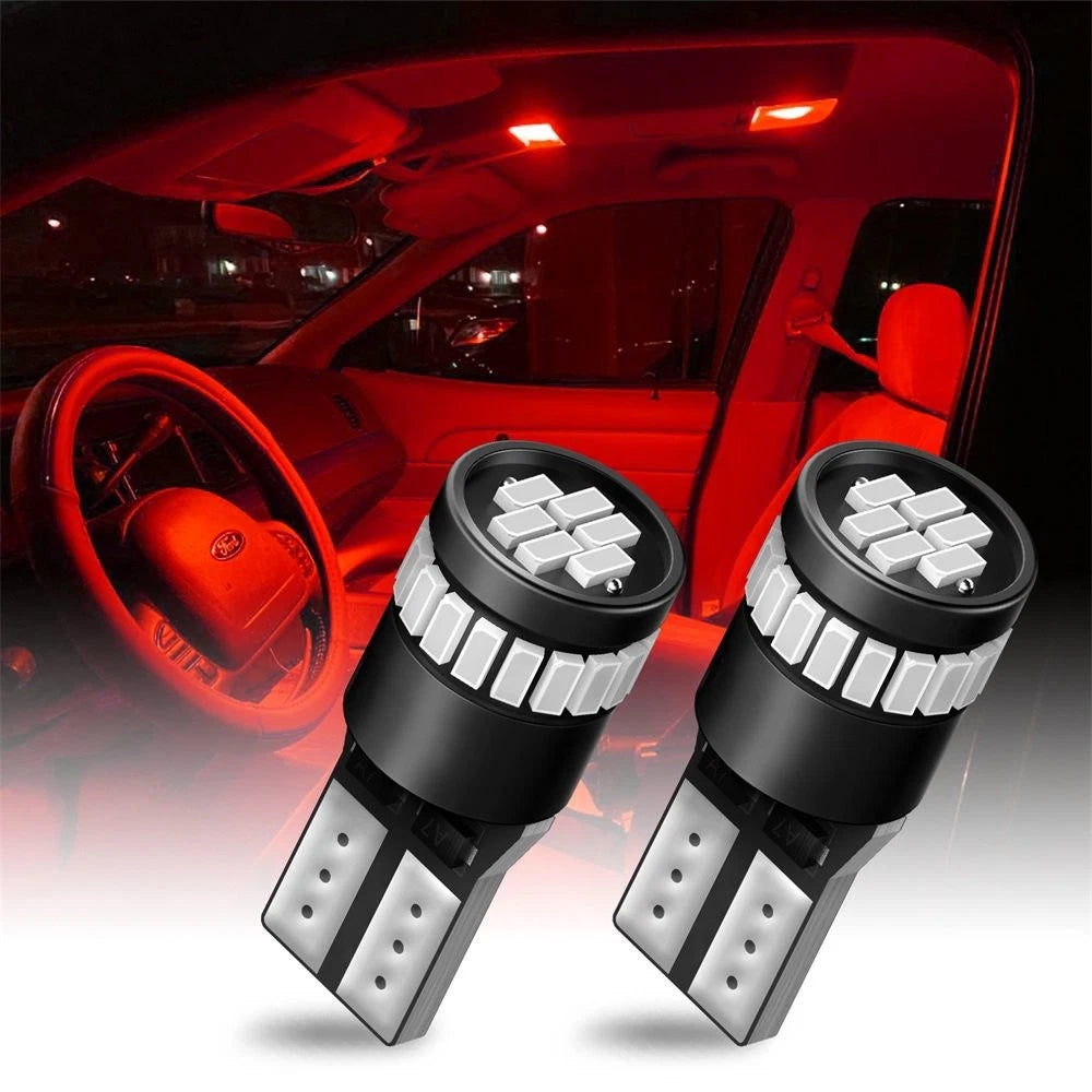 2X T10 W5W SMD LED 12V Reading Dome License Plate Bulbs Super Red for