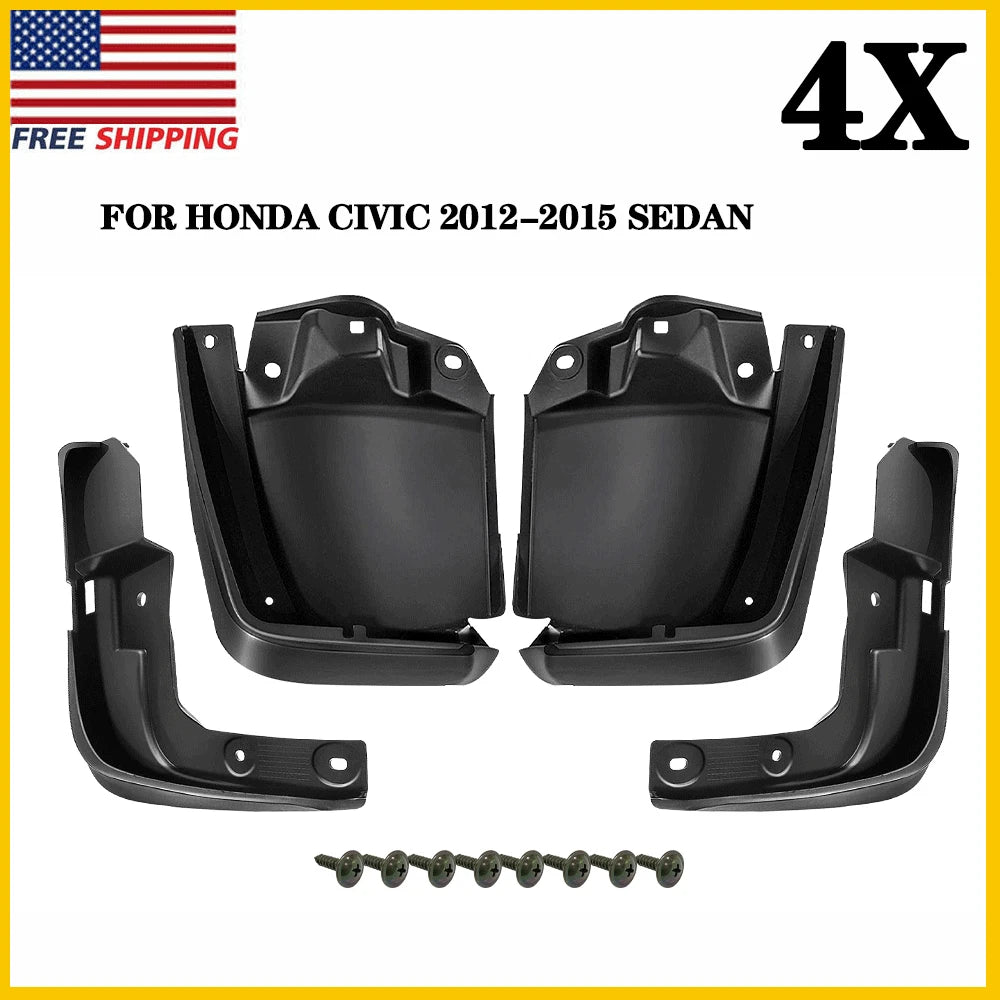 Set of 4 OE Style PU Splash Mud Flap Guards for Honda Civic Sedan (2012–2014)