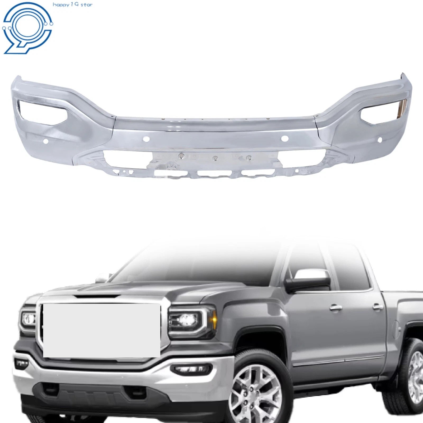 Split Chrome Front Bumper for GMC Sierra 1500 (2016–2018)