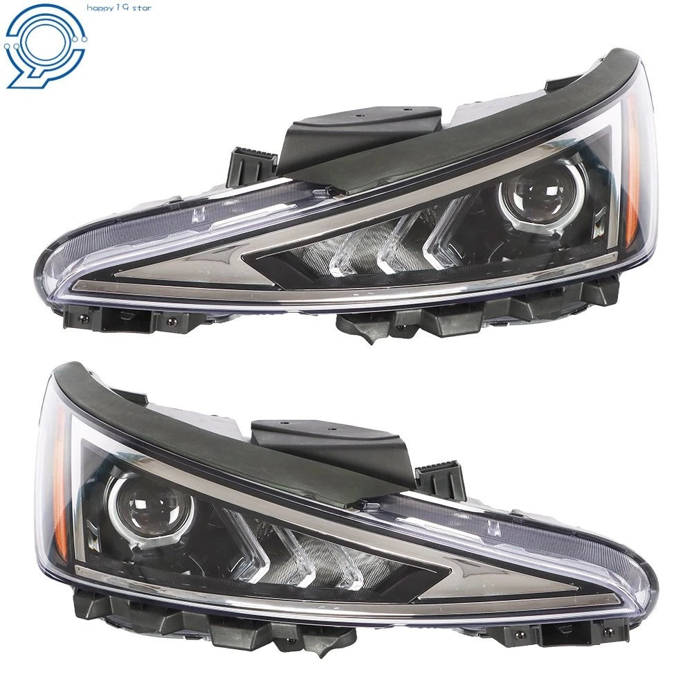 Set of 2 Headlights for Hyundai Elantra (2019–2020) Black Housing Halogen