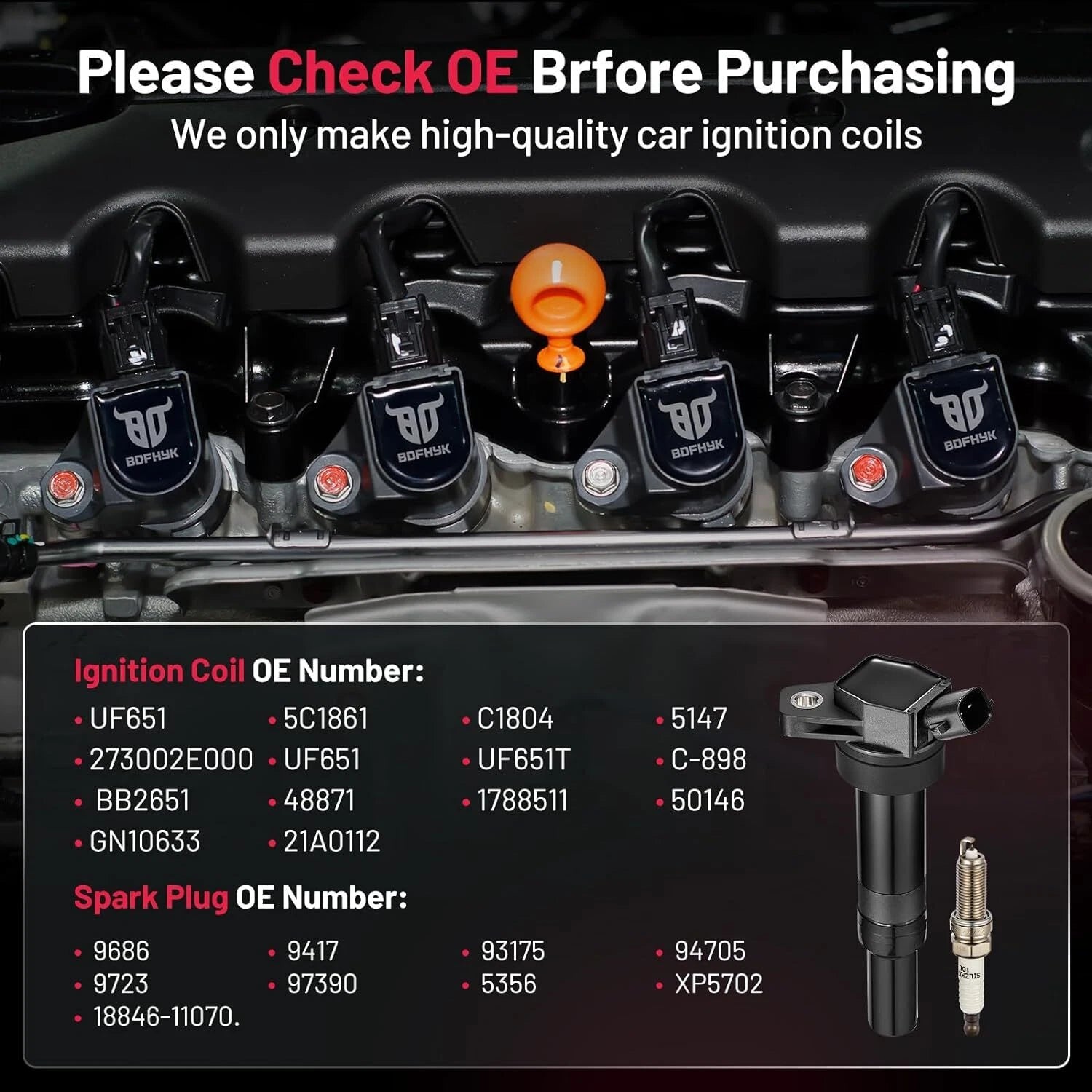 Set of 4 Ignition Coils and Spark Plugs for Hyundai Kia Elantra Tucson