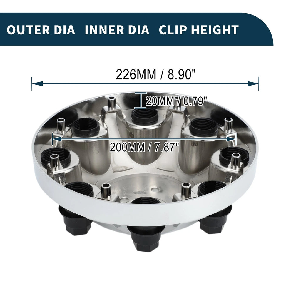 Wheel Center Caps for Chevrolet (OD: 226mm/8.90", Chrome, Plastic)