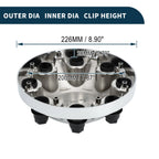 Wheel Center Caps for Chevrolet (OD: 226mm/8.90", Chrome, Plastic)