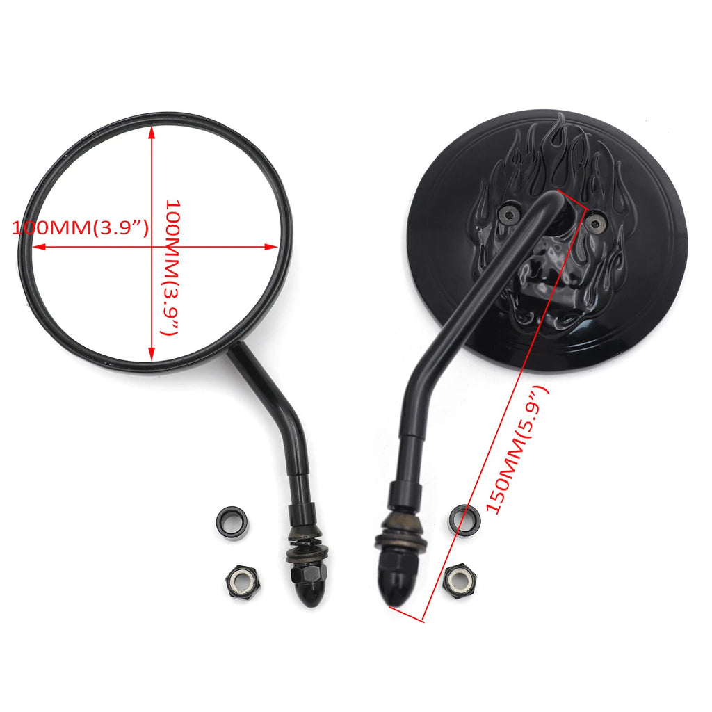 Side Mirrors for Harley Softail Dyna Sportster Touring (Black Round)
