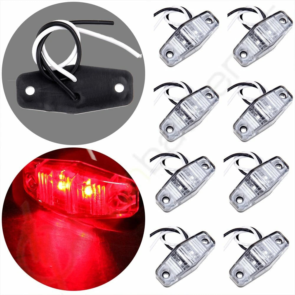 8X Side Marker Lights for Pickup Truck (Clear Lens, Mini, 12V, 2.5'')