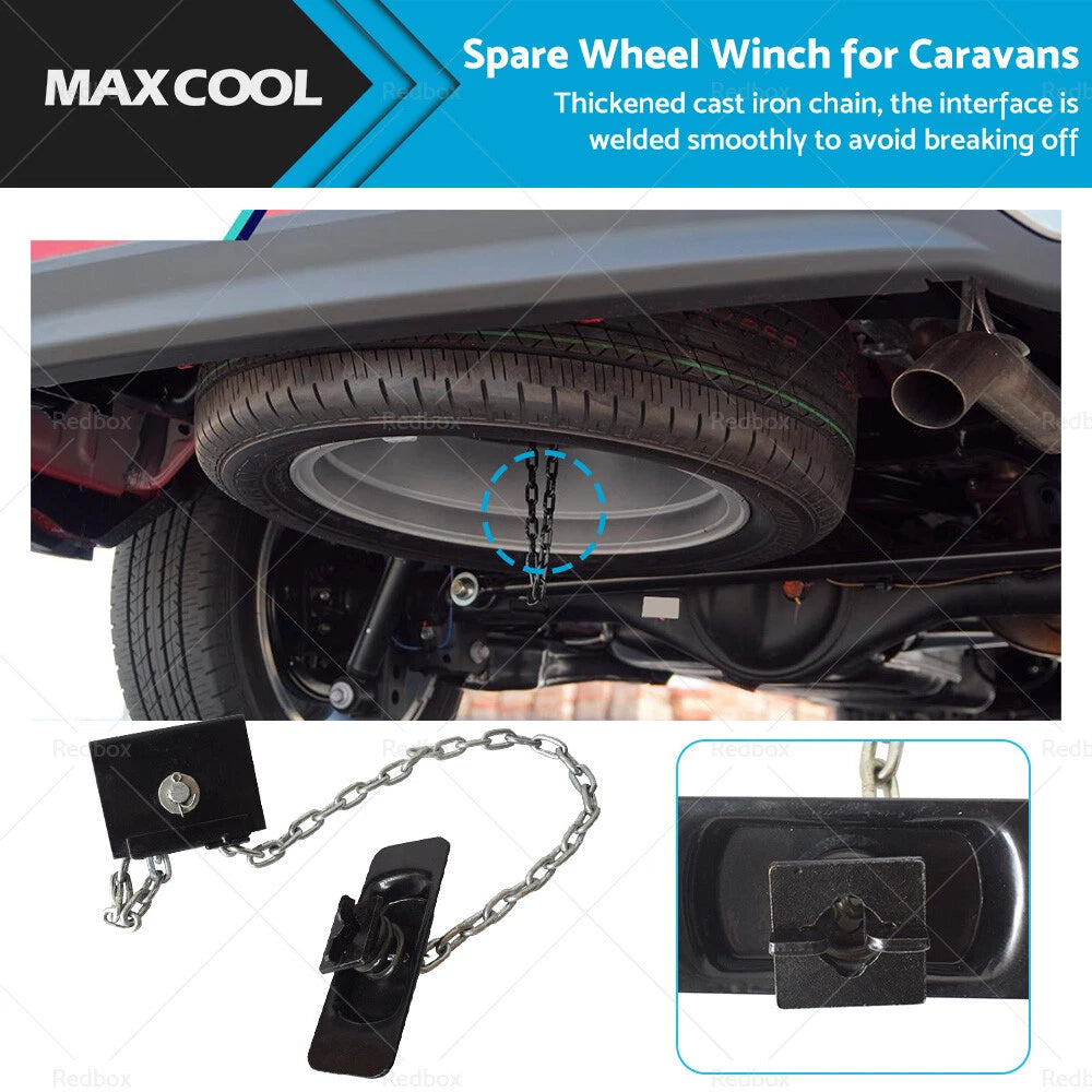 Spare Wheel Tyre Winch Winder Assembly for Caravan (14-16 Inch Wheels)