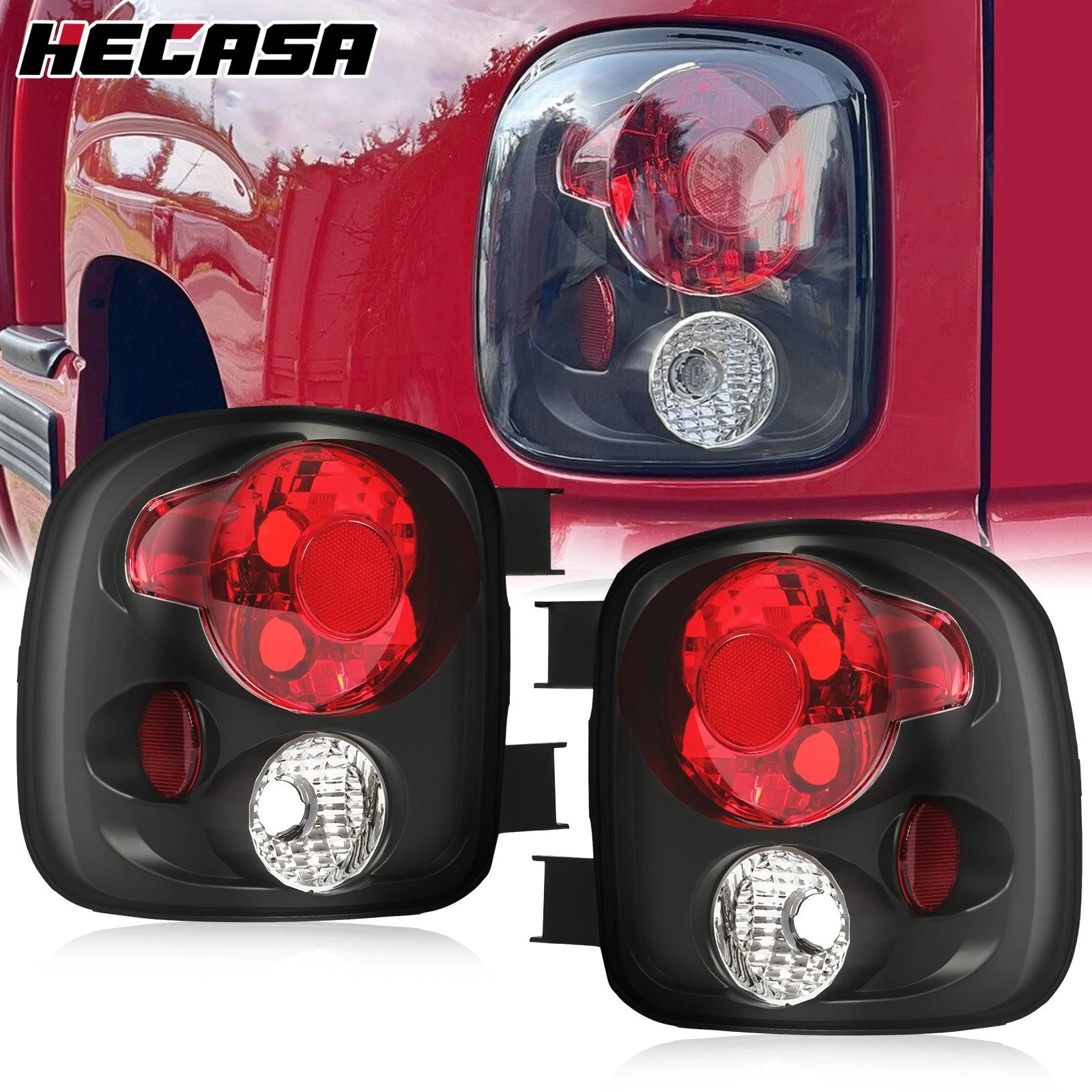 Set of 2 Black Rear Tail Brake Lights for Silverado Sierra Stepside (1999–2004)