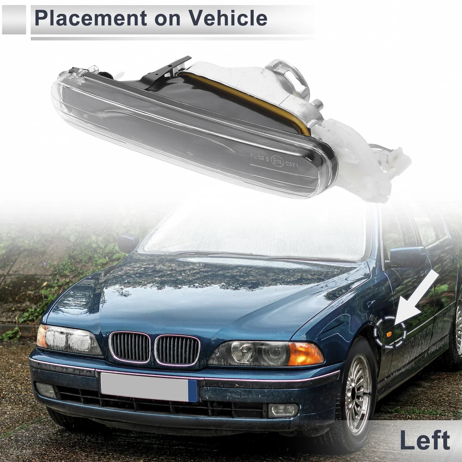 Left Front Bumper Side Marker Light Cover for BMW 3 Series