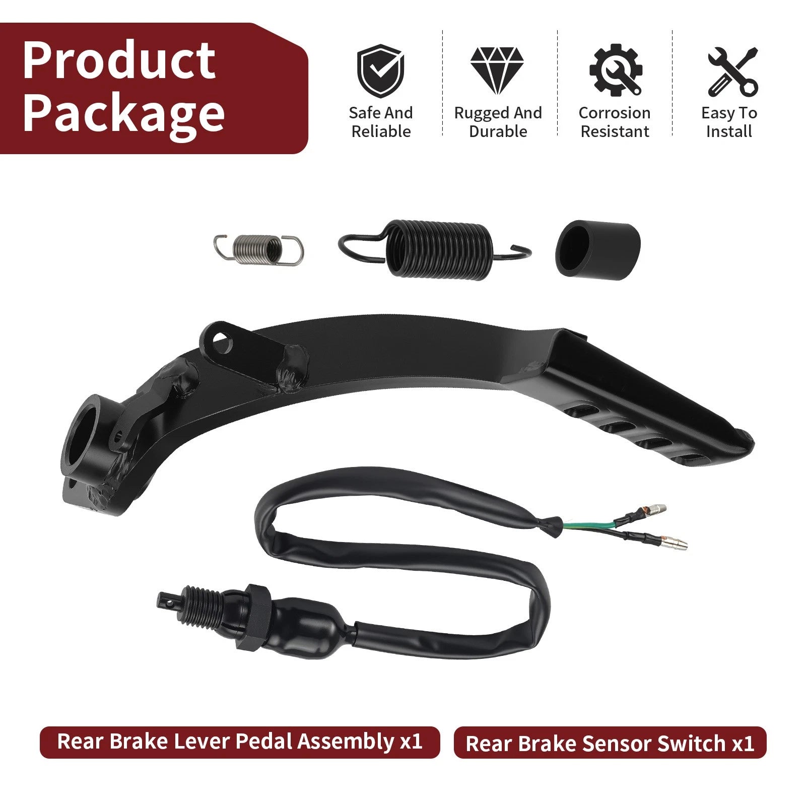 Rear Brake Lever Pedal Assembly w/Switch Sensor for Honda CB300F CBR250R CBR300R (2013–2018)