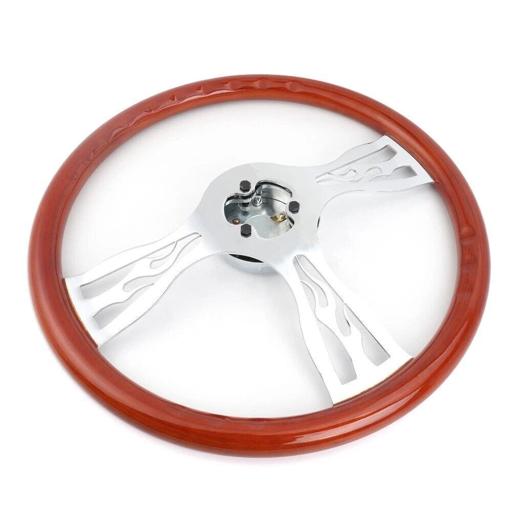 18" Chrome 3 Spoke Wood Steering Wheel for Big Rigs (Fits )