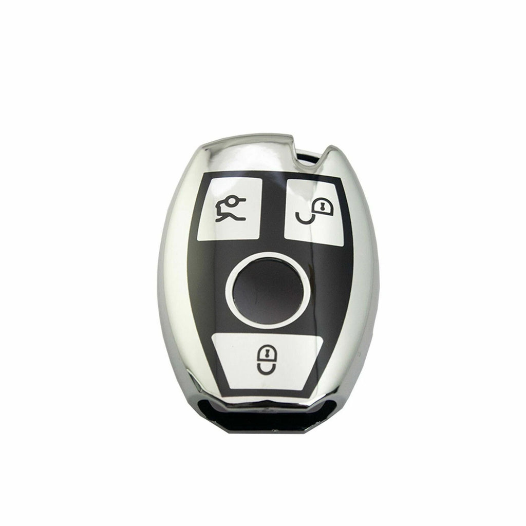 Full Protection Silver Keyless Cover Case for Mercedes-Benz (2007-2014)