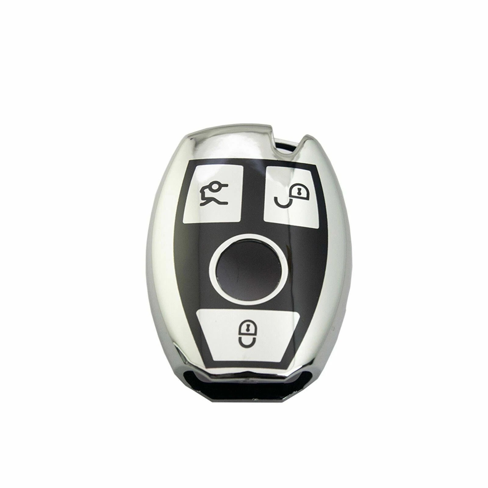 Full Protection Silver Keyless Cover Case for Mercedes-Benz (2007-2014)