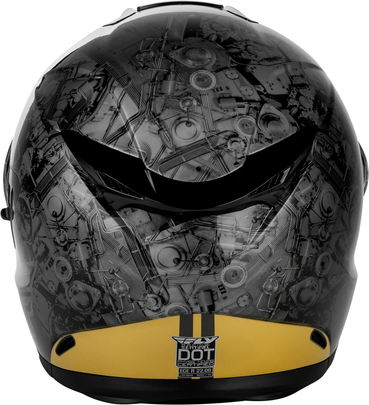 Fly Racing Sentinel Mech Helmet for Street Bikes (Small, Black/Grey/Gold)