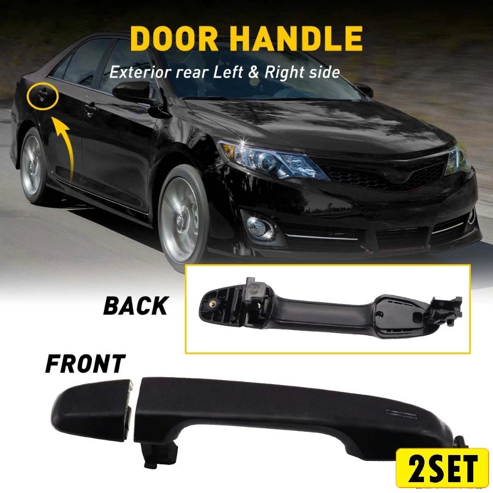 2X Outside Rear Door Handle for Toyota Camry (2012–2017) Black V